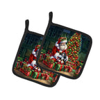 Cavalier Spaniel and Santa Claus Pair of Pot Holders