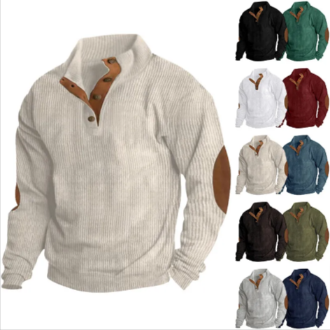 Men’s Stand-Collar Striped Pullover Sweatshirt | Streetwear