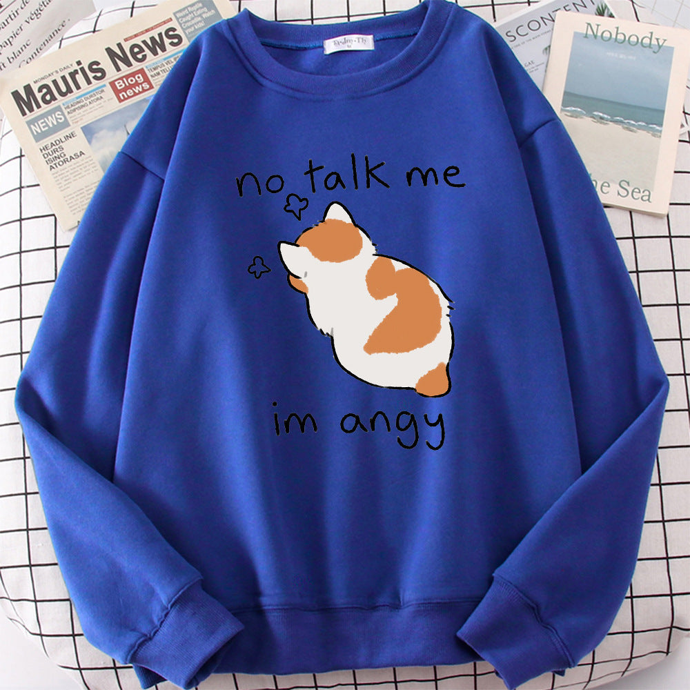 Chic Casual Cat Print Crew Neck Sweatshirt | Streetwear