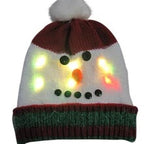LED Santa and Reindeer Knit Hat with Lights | Embroidered Cap
