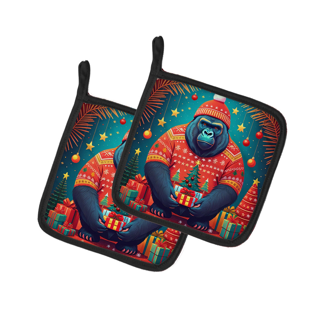 Gorilla Christmas Pair of Pot Holders