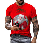 Christmas Print Casual Men's Polyester T-Shirt | Streetwear
