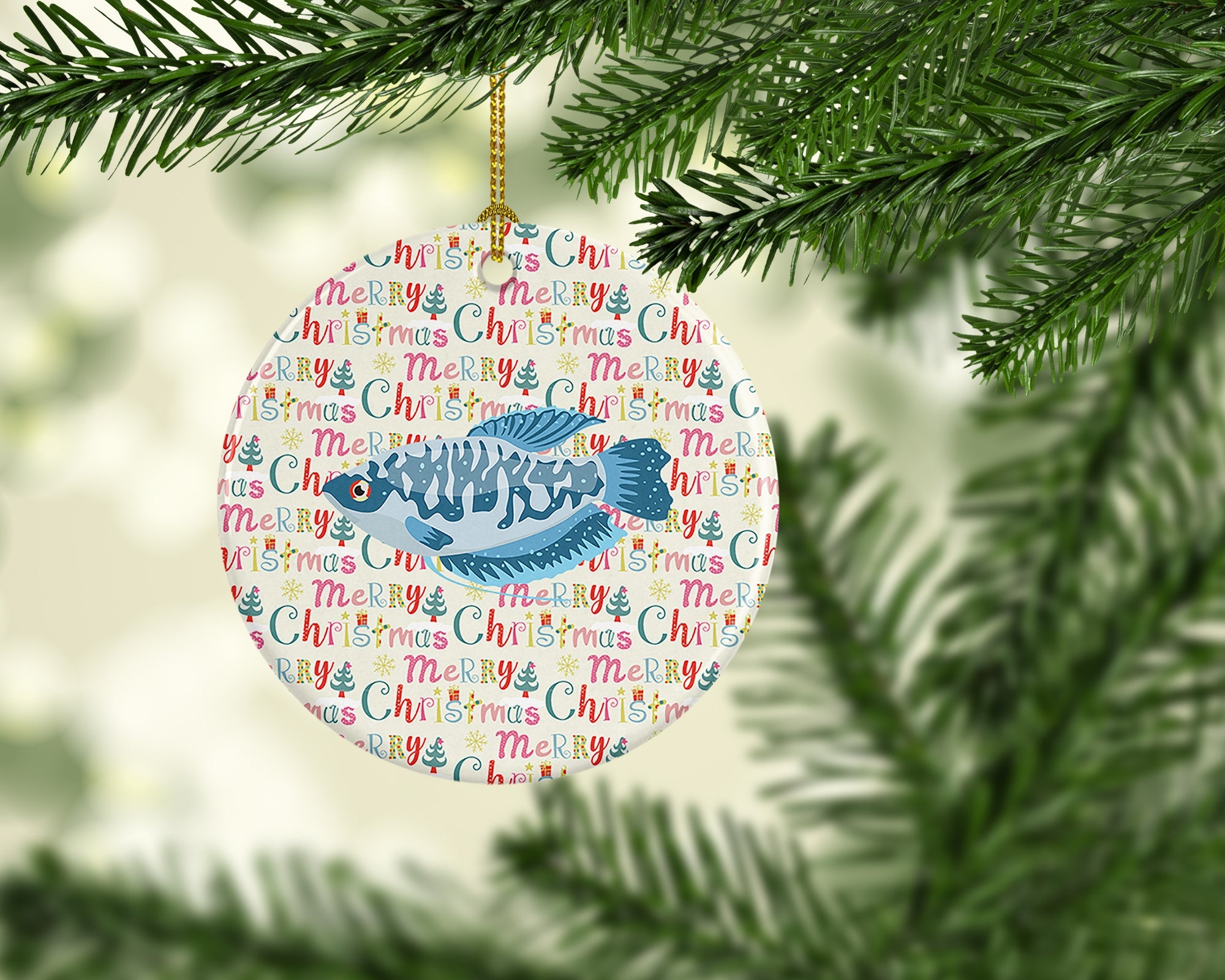Opaline Gourami Christmas Ceramic Ornament