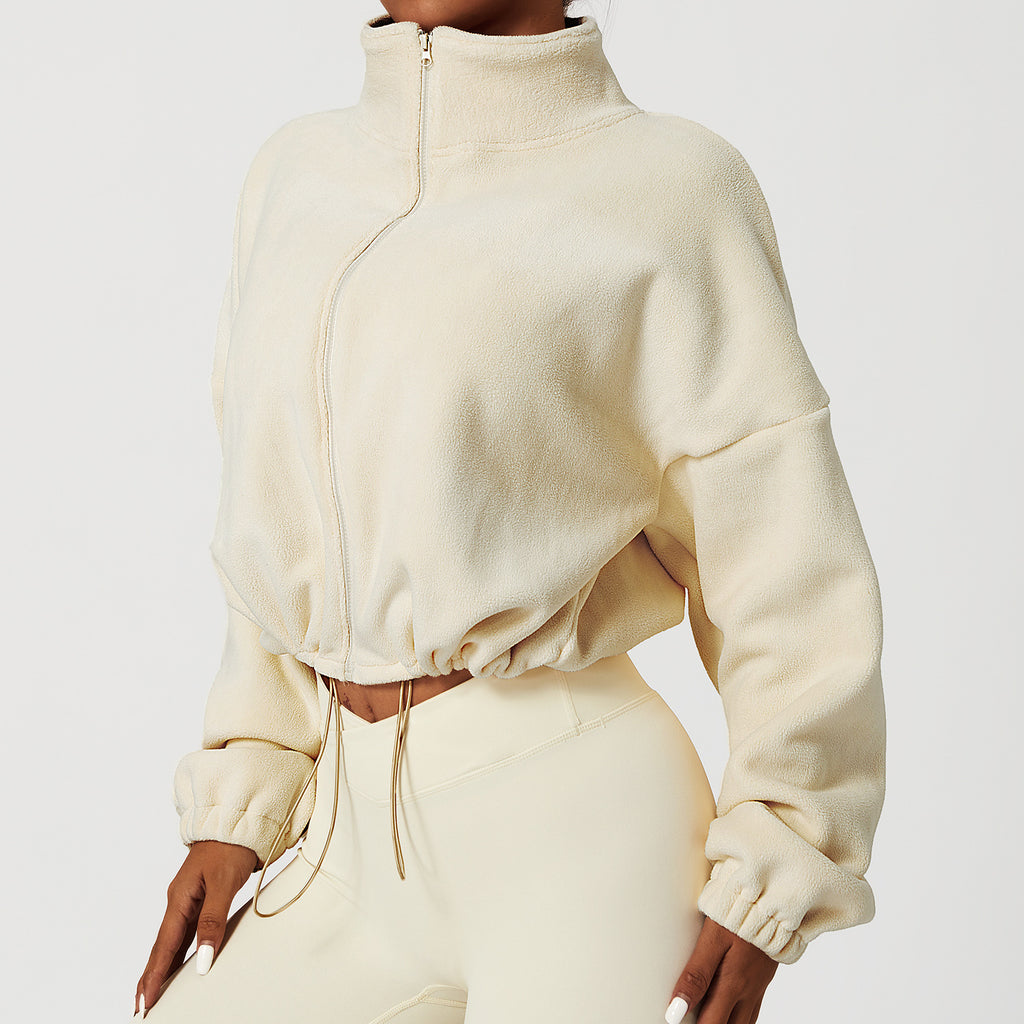 Women's Loose Stand Collar Cashmere Sports Coat