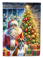 Boxer and Santa Claus House Flag
