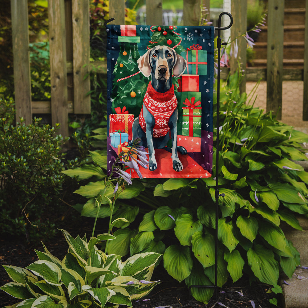 Weimaraner Christmas Garden Flag