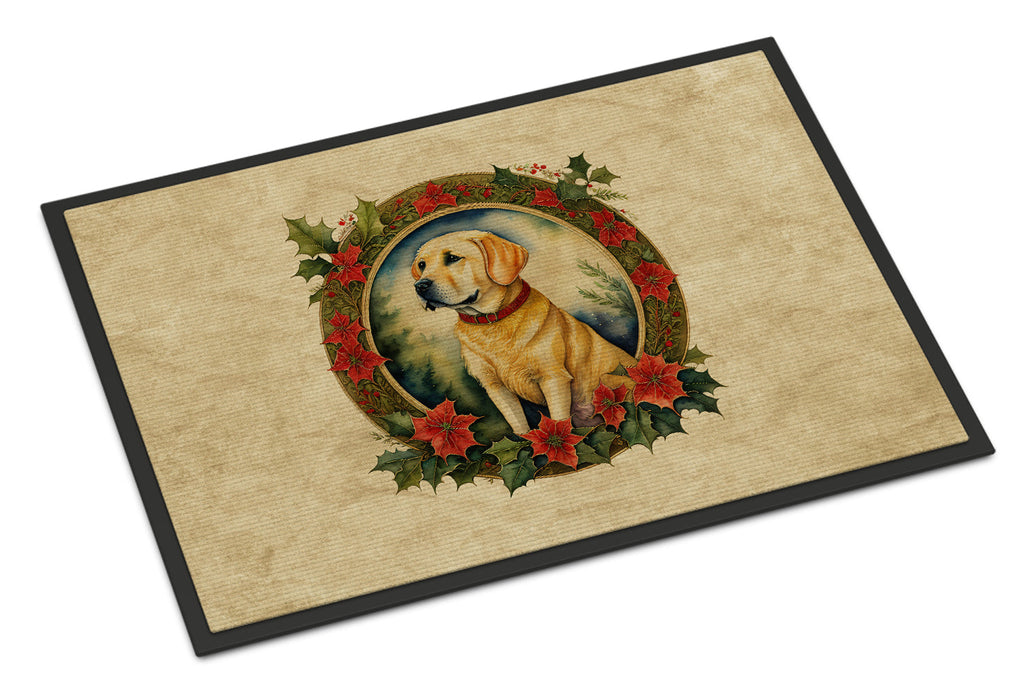 Labrador Retriever Christmas Flowers Doormat