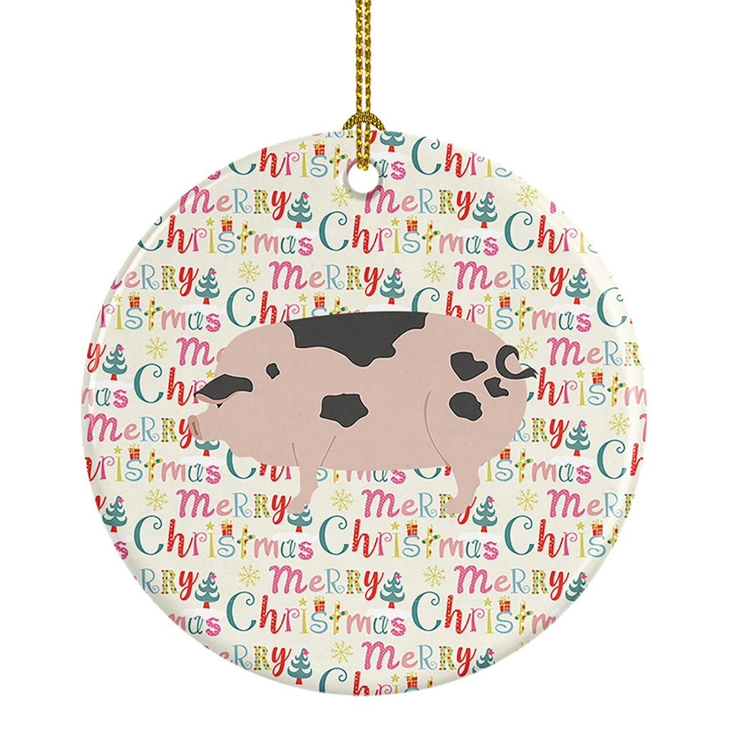 Gloucester Old Spot Pig Christmas Ceramic Ornament