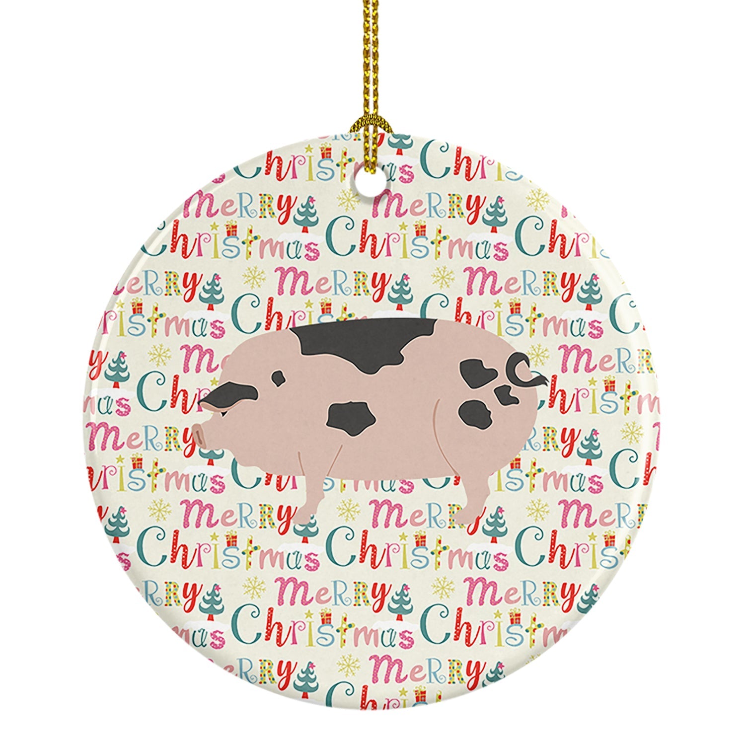 Gloucester Old Spot Pig Christmas Ceramic Ornament