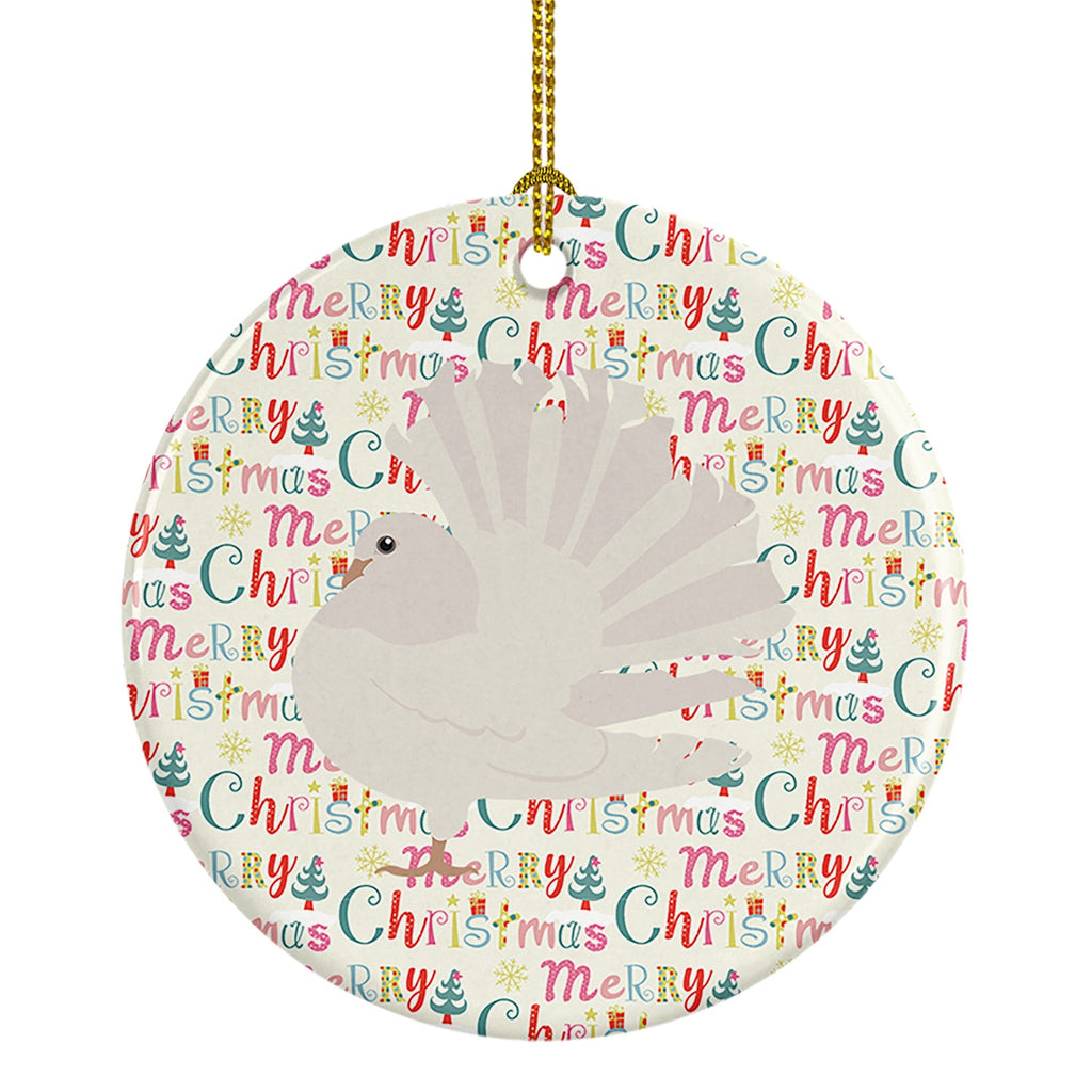 Silver Fantail Pigeon Christmas Ceramic Ornament