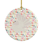 Silver Fantail Pigeon Christmas Ceramic Ornament