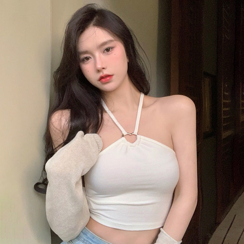 Korean Women's Solid Color Slim Sexy Bodysuit Top