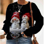 Plus Size Christmas Print Long Sleeve Sweater