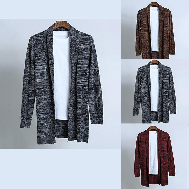 Men's Warm Casual Long Knit Cardigan Jacket
