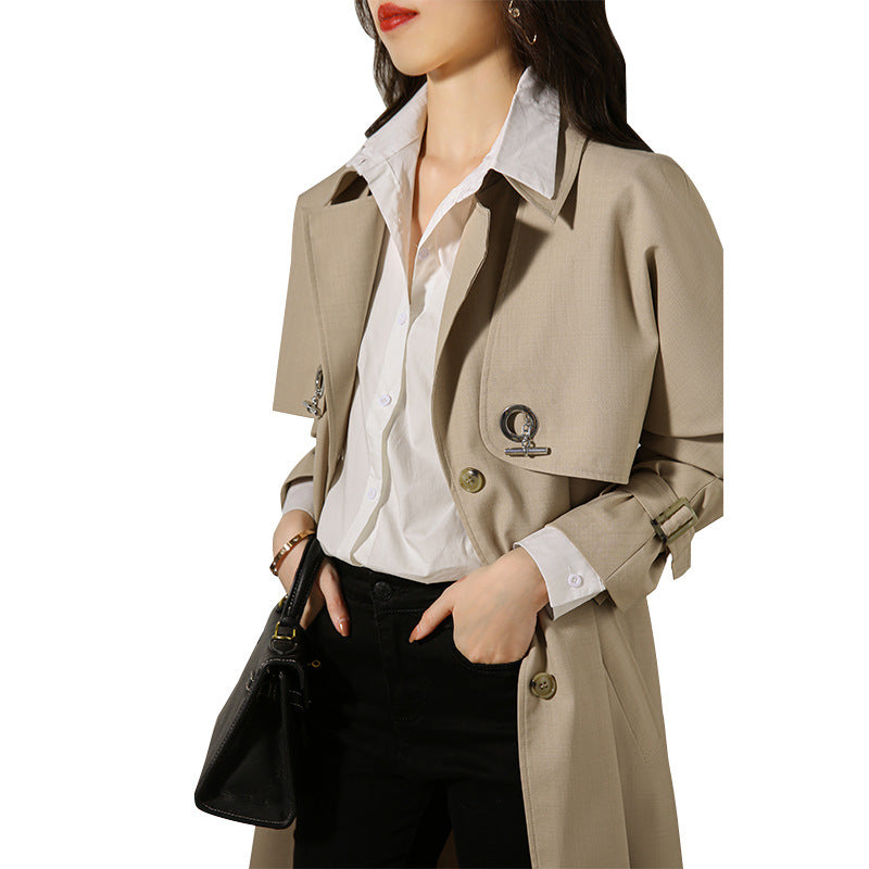 Wool Mid-Length Thin Coat for Women in Early Autumn