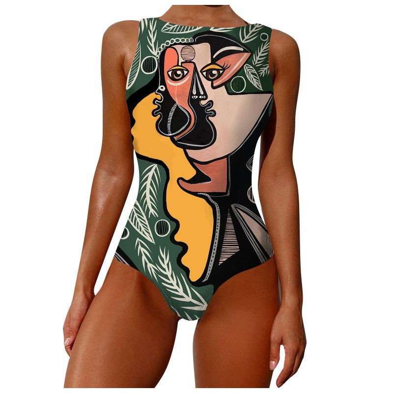 2022 Women's Irregular Print Anime Bikini Swimsuit