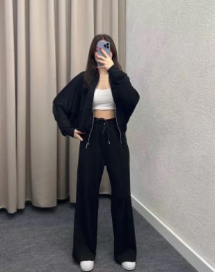 Loose Zip Sweater Casual Trousers Suit