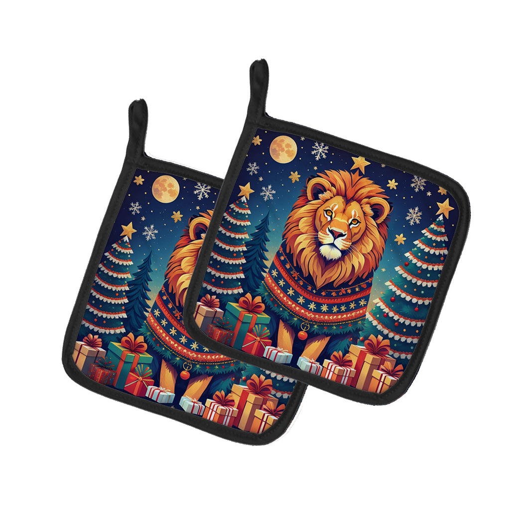 Lion Christmas Pair of Pot Holders