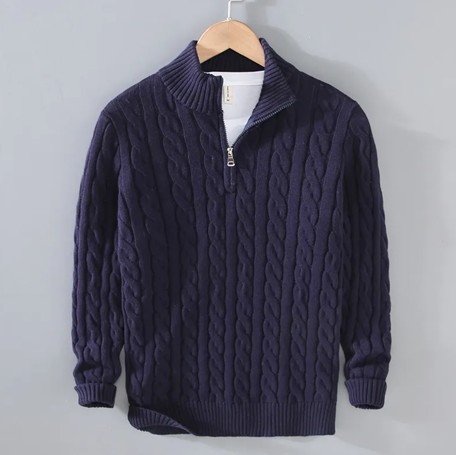 Men's Half Turtleneck Zipper Sweater