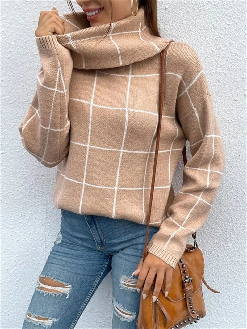 Women's Loose High Neck Knit Sweater for Fall/Winter