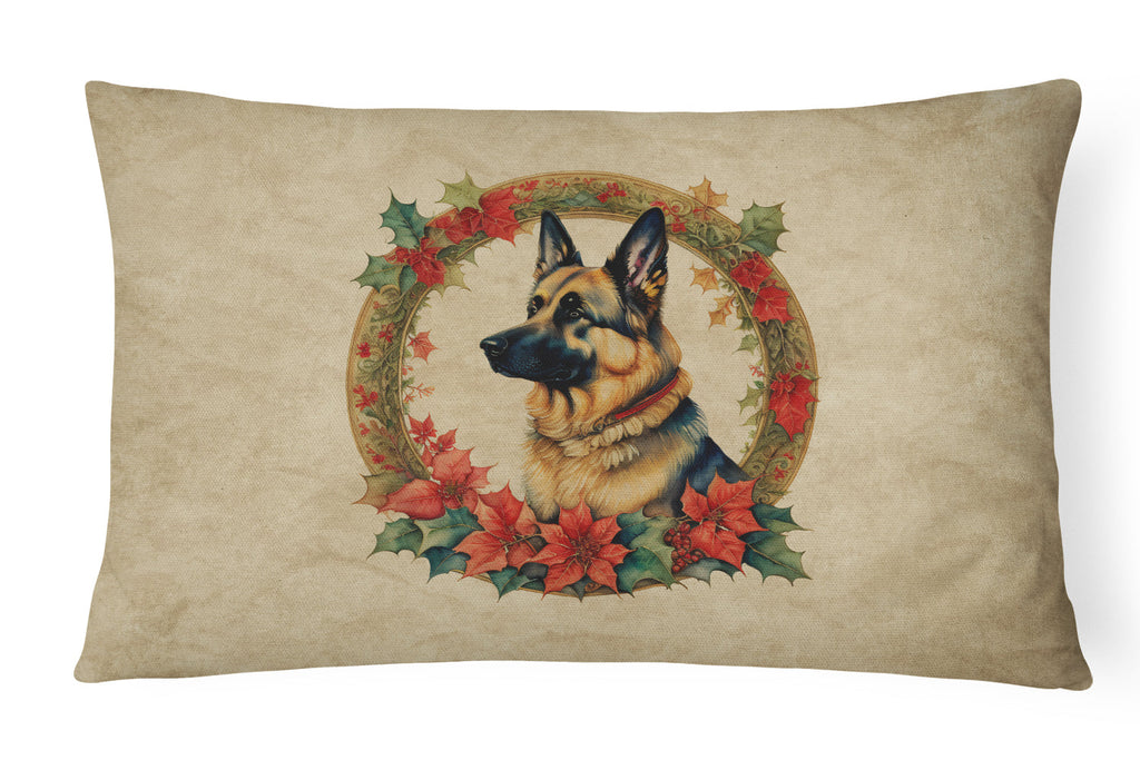 German Shepherd Christmas Flowers Throw Pillow