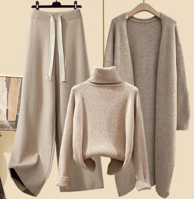 Three-piece Set Sweater Pants Cardigan