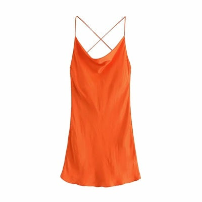 New Women's Backless Satin Camisole Dress
