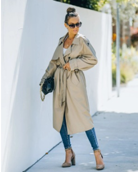 WOLFF Women's Classic Double-Breasted Trench Coat (One Piece)