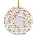 Pink and White Chinchilla Christmas Ceramic Ornament