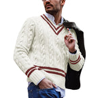 Men's Striped Color Block V-Neck Knitting Sweater
