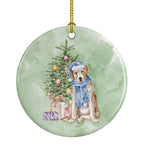 Labrador Retriever Yellow Christmas Presents and Tree Ceramic Ornament