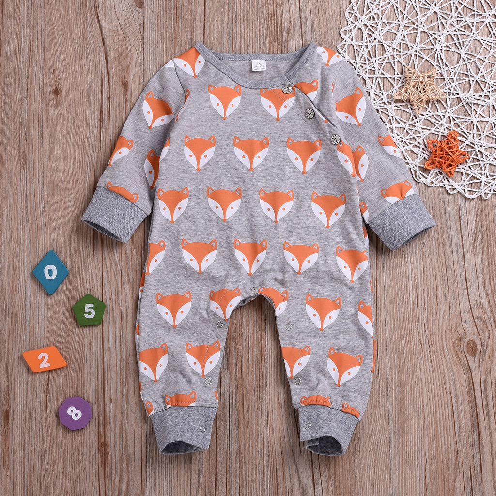 Cartoon Fox Baby Bodysuit for Spring and Autumn