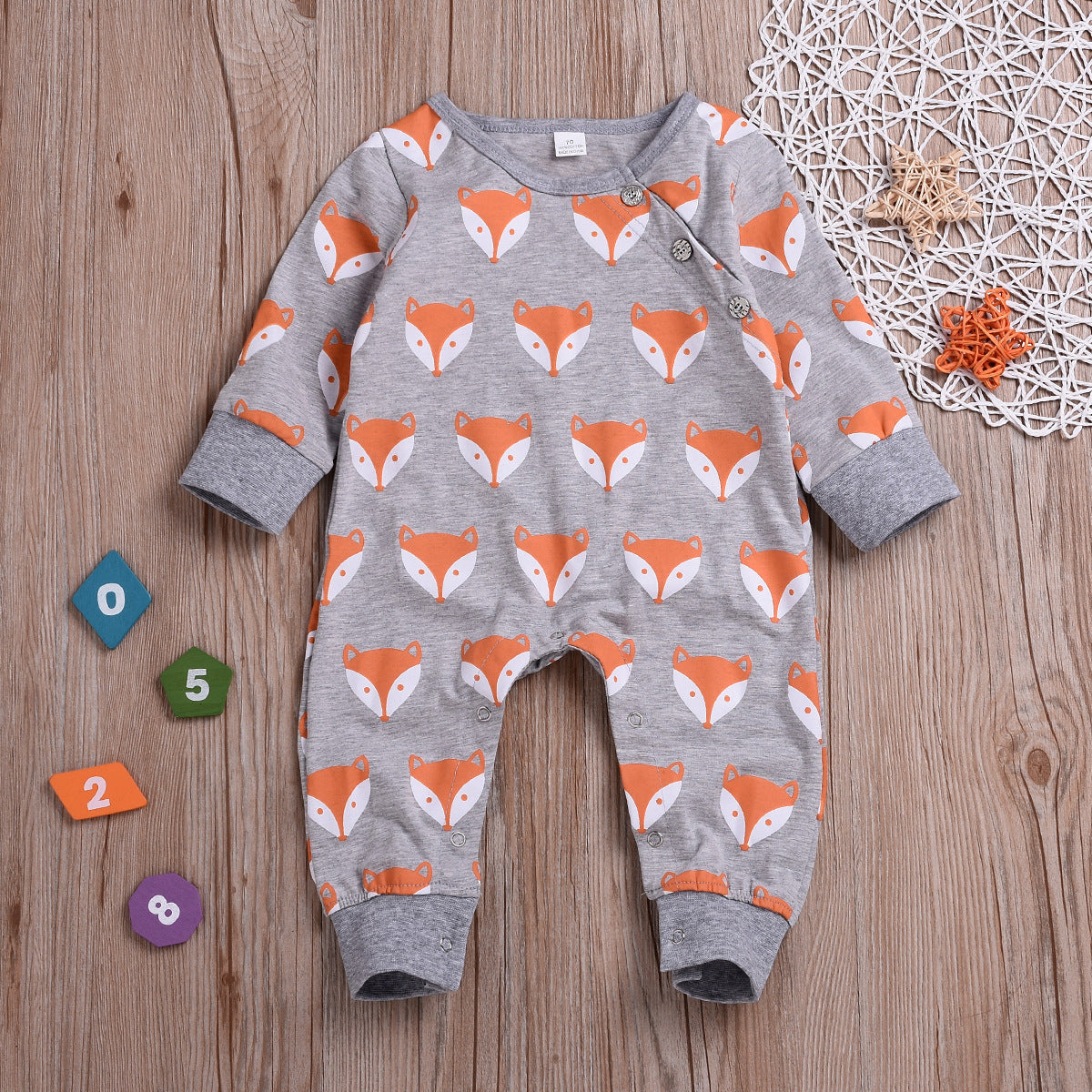 Cartoon Fox Baby Bodysuit for Spring and Autumn