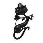 Korean Black Cat Brooch with Rose Design