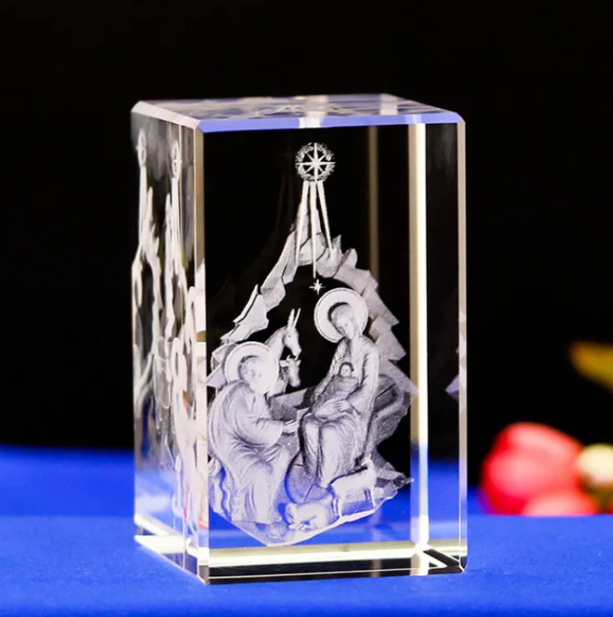 3D Crystal Crucifix Christian Ornament