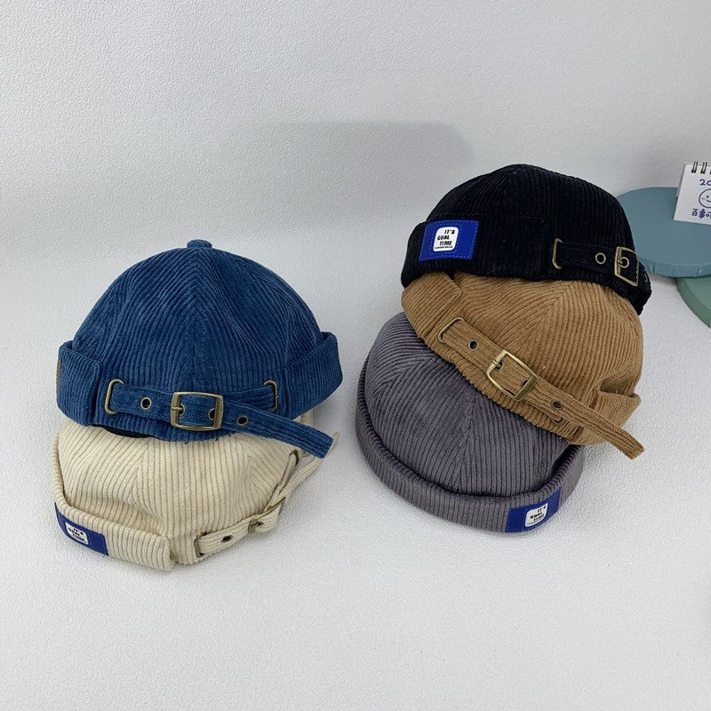 Trendy Japanese Sailor Corduroy Button Top
