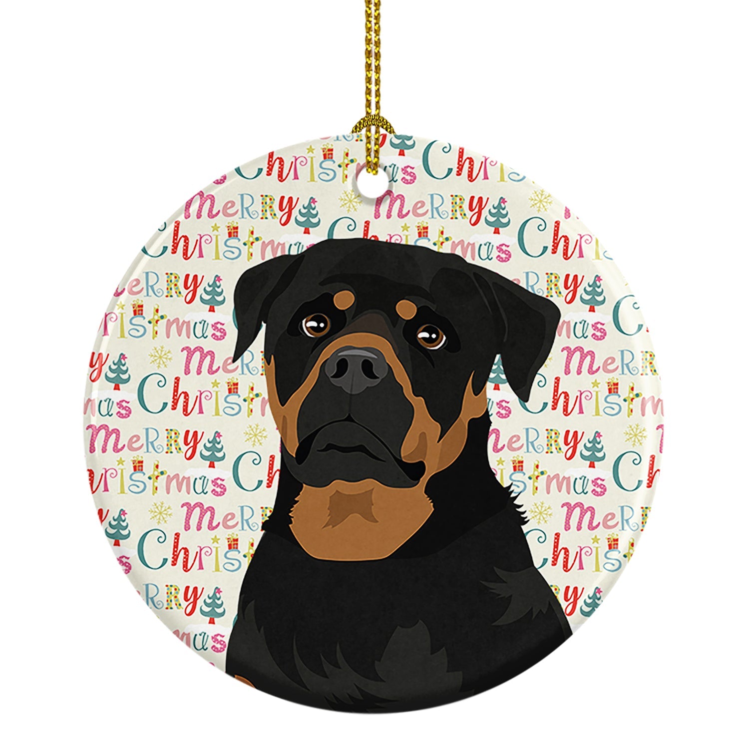 Rottweiler Black and Mahogany Christmas Ceramic Ornament