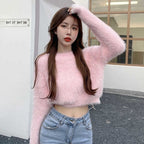 Women's Casual Faux Mink Pullover Sweater Top | Streetwear