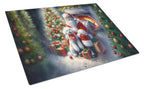Bichon Frise and Santa Claus Glass Cutting Board