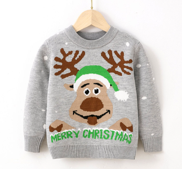 Cartoon Christmas Elk Sweater for Kids