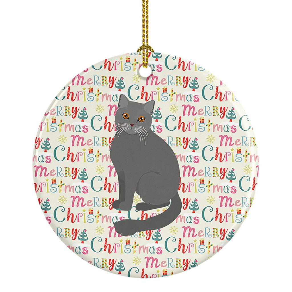 British Semi Longhair Cat Christmas Ceramic Ornament