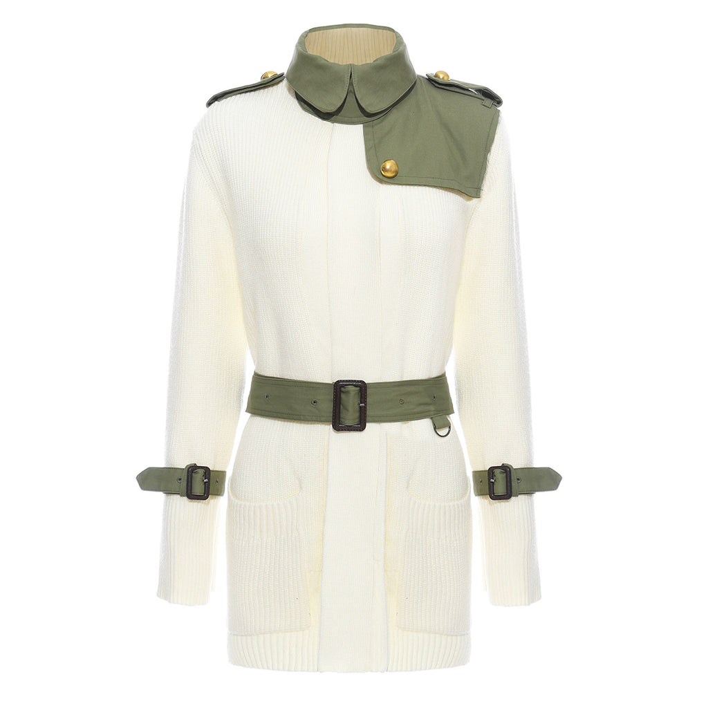 Knitted Lace-up Trench Coat for Women