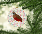 Chinese Painted or King Quail Christmas Ceramic Ornament