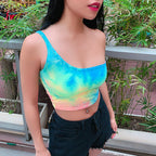 One-Shoulder Tie-Dye Bikini Swim Top