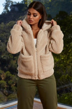 Women's Hooded Long Sleeve Plush Zipper Jacket