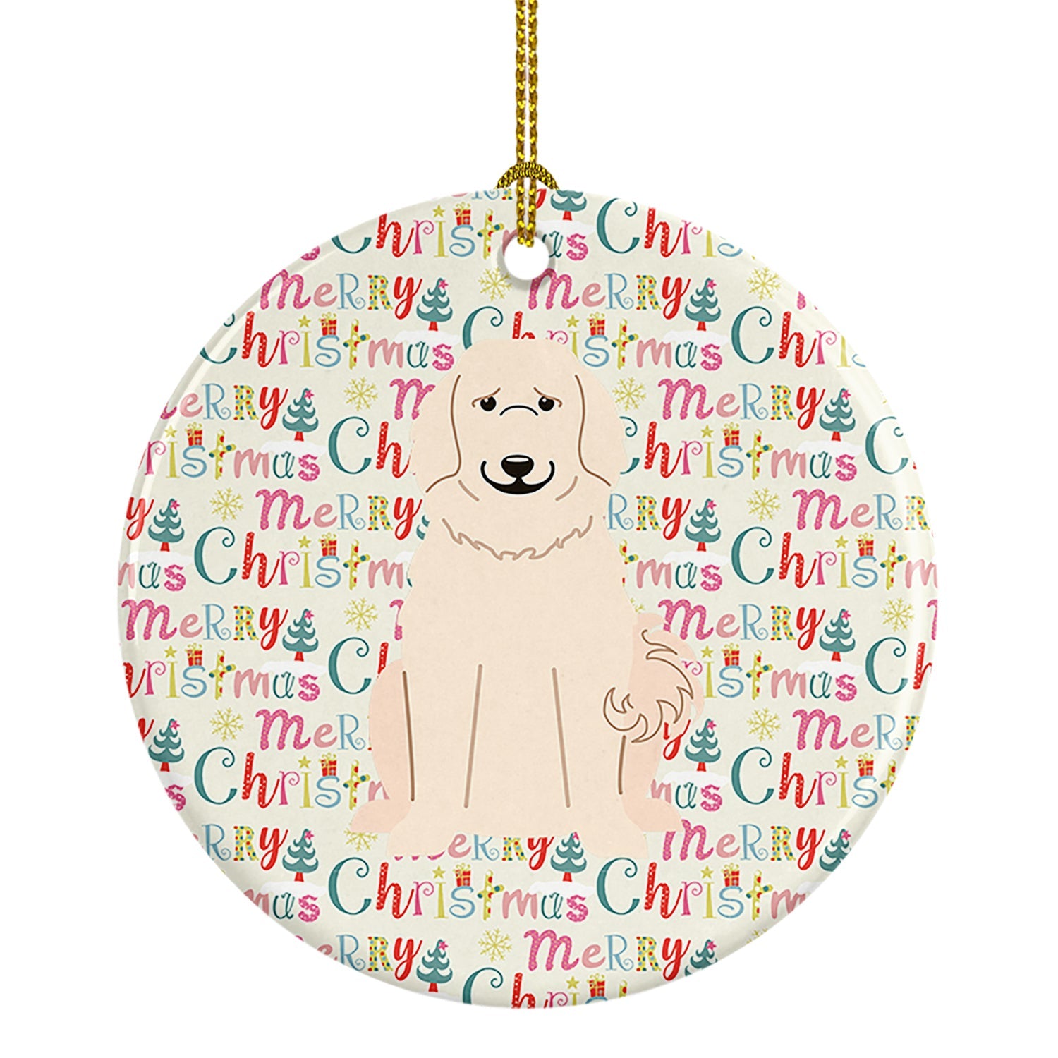 Merry Christmas Great Pyrenese Ceramic Ornament