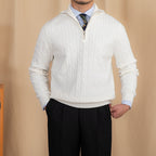 Autumn Winter Zipper Half-Open Collar Warm Sweater