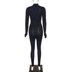 High-Waisted Sheer Bodysuit with Zipper Stripes