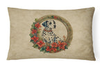 Dalmatian Christmas Flowers Throw Pillow