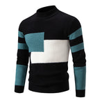 Men's Half-High Collar Contrast Knit Pullover Top | Streetwear